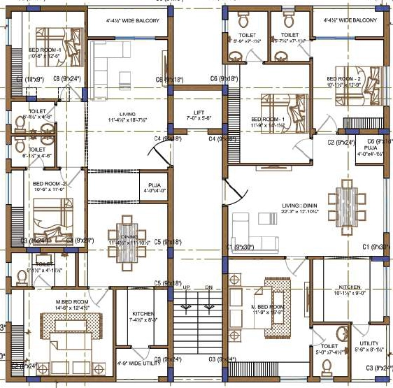 Floor Plan of Shree AP Hruthi Residency in Kapra, Hyderabad - Image 394929