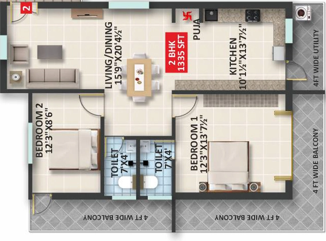 2 BHK Flat in Signifa Signature in Bolarum, Hyderabad - Image 914433