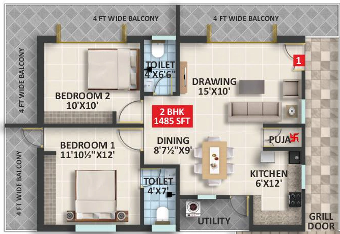2 BHK Flat in Signifa Signature in Bolarum, Hyderabad - Image 914434