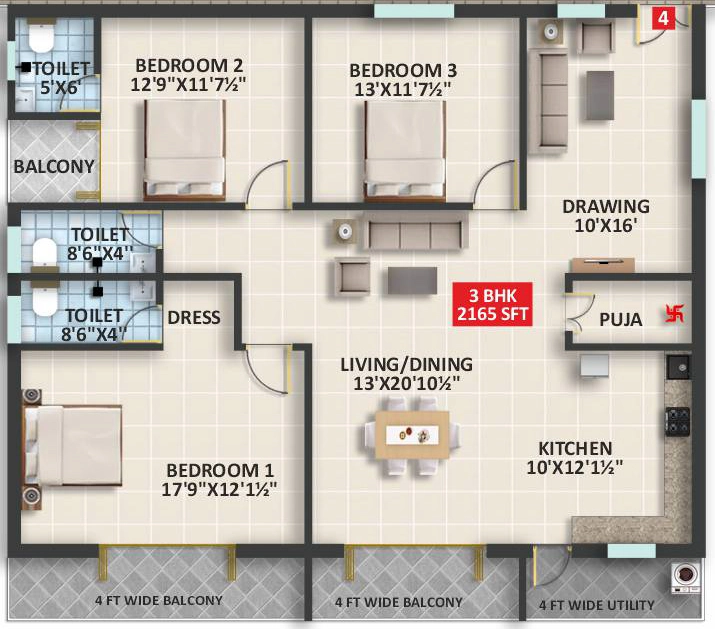 3 BHK Flat in Signifa Signature in Bolarum, Hyderabad - Image 914437