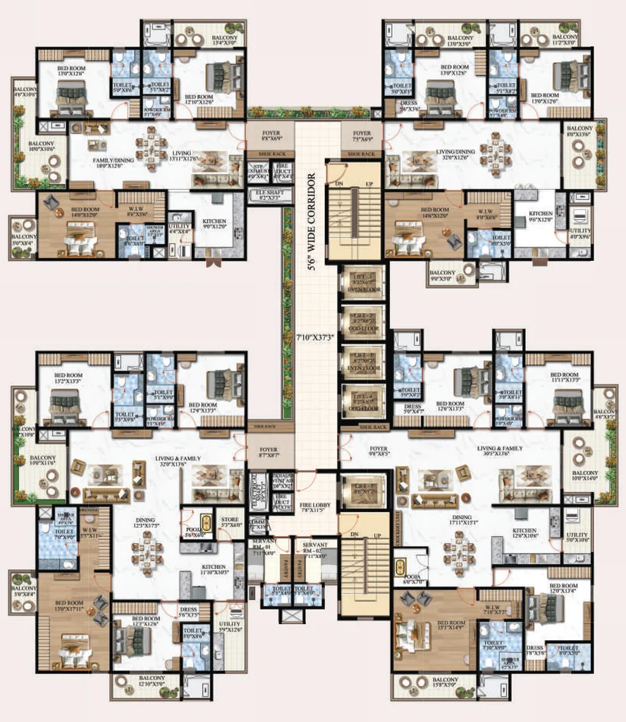 Floor Plan of Vaishnodevi Melange One in Rajarajeshwari Nagar, Bangalore - Image 395939