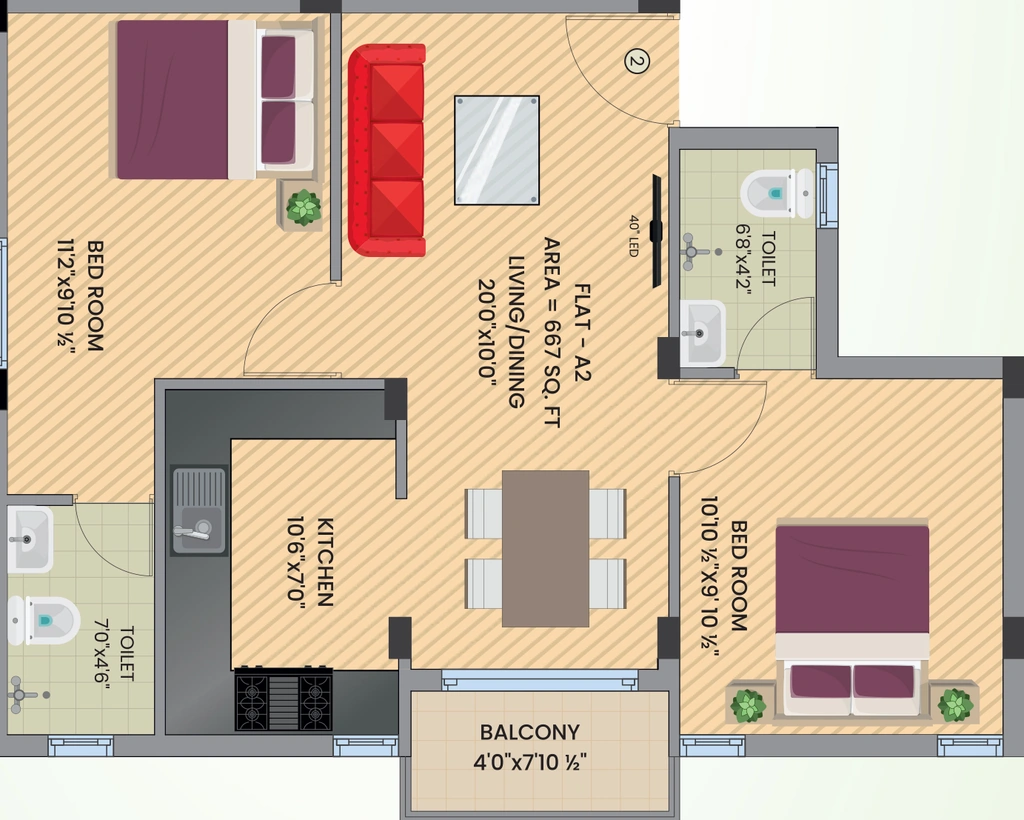 2 BHK Flat in JMJ Mr Residency in Mettupalayam Road, Coimbatore - Image 914473