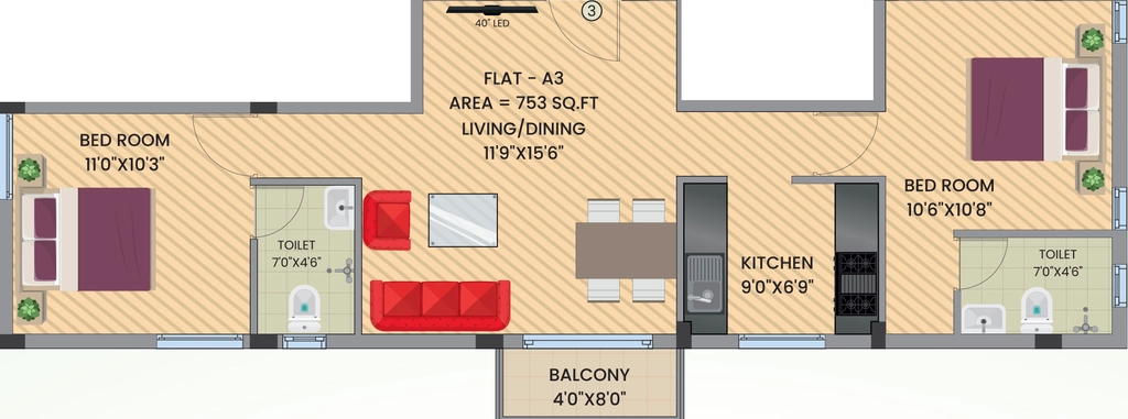 2 BHK Flat in JMJ Mr Residency in Mettupalayam Road, Coimbatore - Image 914475