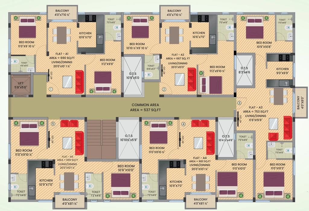 Floor Plan of JMJ Mr Residency in Mettupalayam Road, Coimbatore - Image 394979