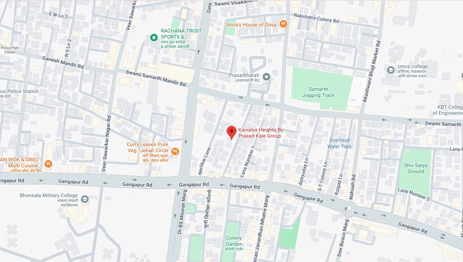 Location of Prasad Kaivalya Heights in Gangapur Road, Nashik - Image 396500
