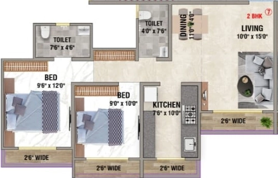2 BHK Flat in Nirman Ganesh Prasad in Kalyan West, Thane - Image 915101