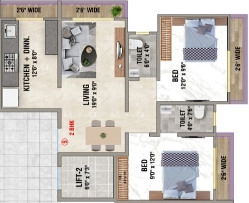 2 BHK Flat in Nirman Ganesh Prasad in Kalyan West, Thane - Image 915102