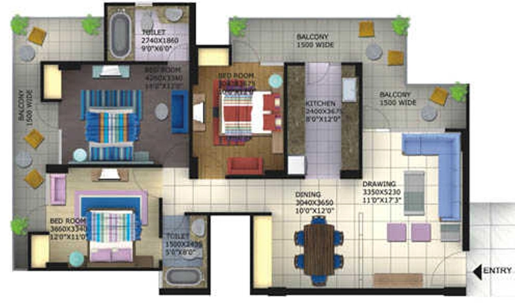 3 BHK Flat in Balaji Foster Heights in Crossings Republik, Ghaziabad - Image 914515