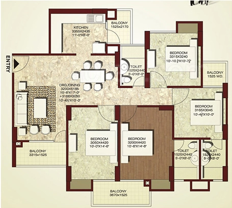 4 BHK Flat in Exotica Eastern Court in Crossings Republik, Ghaziabad - Image 914532