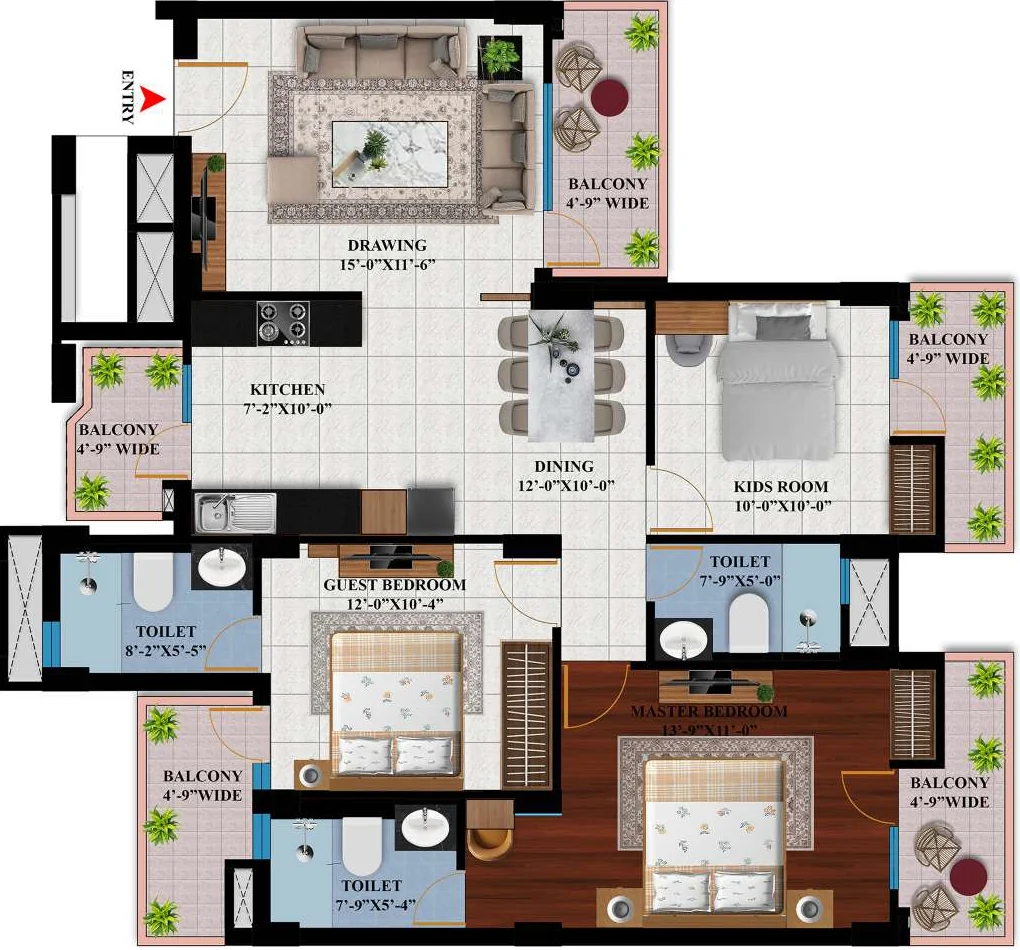 3 BHK Flat in Prabhat Heights in Crossings Republik, Ghaziabad - Image 914540