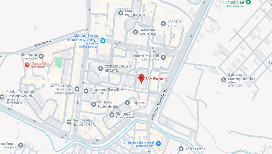 Location of Sam Residency in Crossings Republik, Ghaziabad - Image 395173