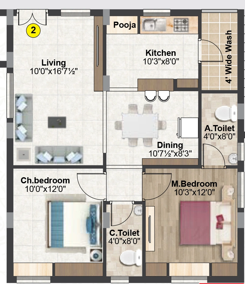 2 BHK Flat in Siri Arun Prime in Meerpet, Hyderabad - Image 914786