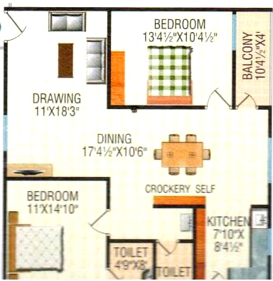 2 BHK Flat in Vinayaka Sai Satya Nilayam in Boduppal, Hyderabad - Image 914636