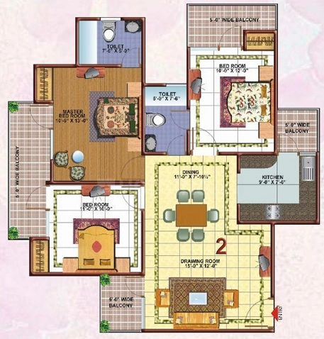 3 BHK Flat in Skytech Merion Residency Phase 2 in Crossings Republik, Ghaziabad - Image 914589