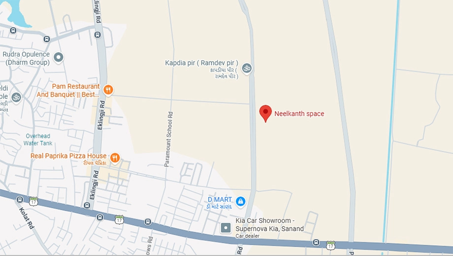 Location of Commercial Hariom Neelkanth Space in Sanand, Ahmedabad - Image 395301