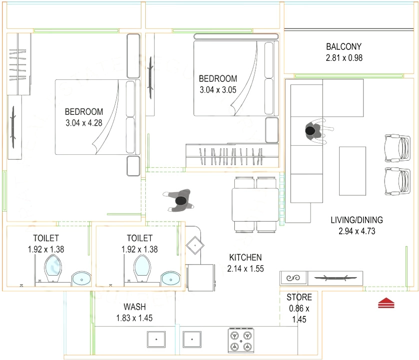2 BHK Flat in Resset The Park in South Bopal, Ahmedabad - Image 914641