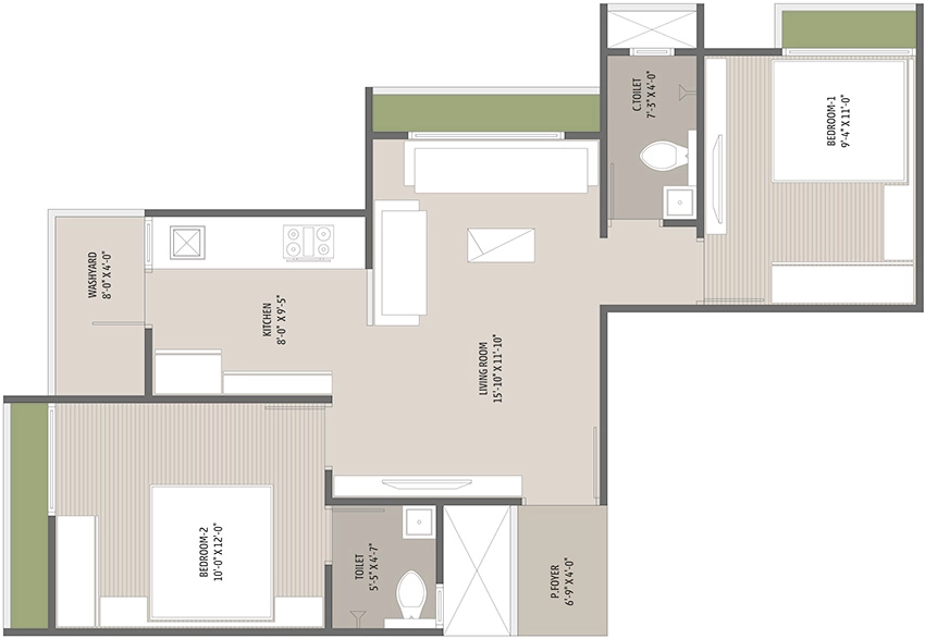 2 BHK Flat in Shaswat Sthapana Aatman in Chandlodiya, Ahmedabad - Image 914648