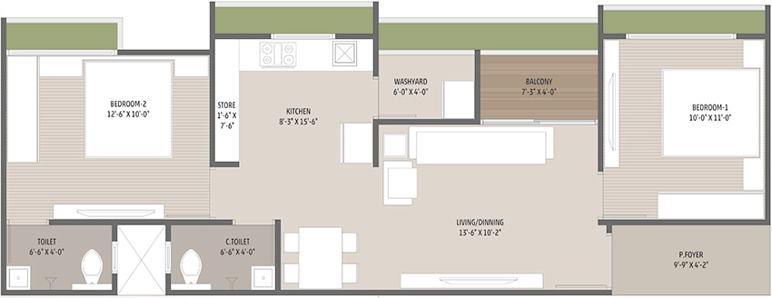 2 BHK Flat in Shaswat Sthapana Aatman in Chandlodiya, Ahmedabad - Image 914649