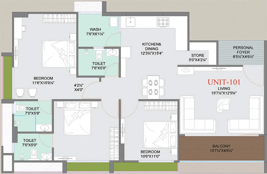 3 BHK Flat in Shlok Amaltas in Jagatpur, Ahmedabad - Image 914654