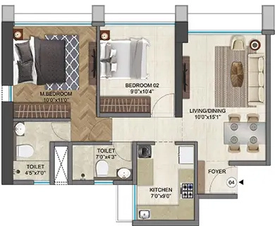 2 BHK Flat in Runwal One in Manpada, Thane - Image 915235