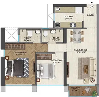 2 BHK Flat in Runwal One in Manpada, Thane - Image 915236