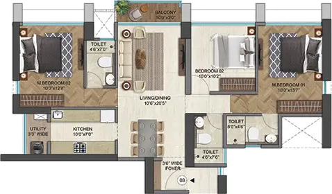 3 BHK Flat in Runwal One in Manpada, Thane - Image 915237