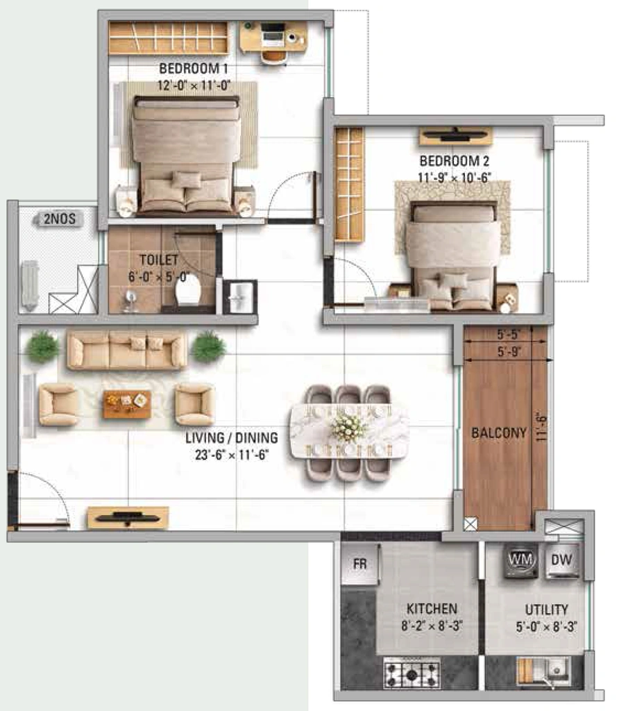 2 BHK Flat in TVS Emerald Altura in Sathanur, Bangalore - Image 915263