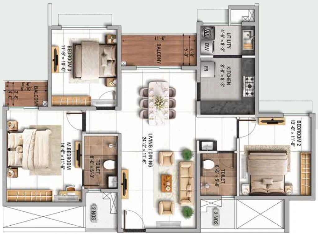 3 BHK Flat in TVS Emerald Altura in Sathanur, Bangalore - Image 915265