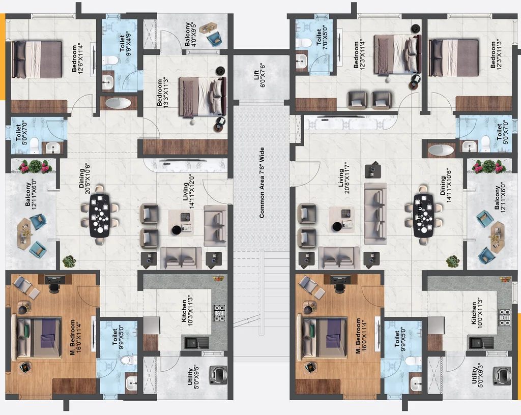 Floor Plan of Margams Sulakshmi Tulips in Yapral, Hyderabad - Image 395613