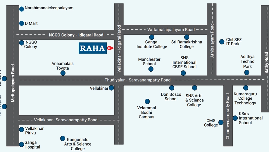 Location of Address Raha in Vellakinar, Coimbatore - Image 395641