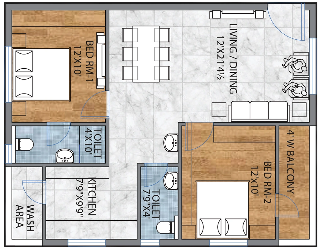 2 BHK Flat in CSK Regal Oak in Saidabad, Hyderabad - Image 915188