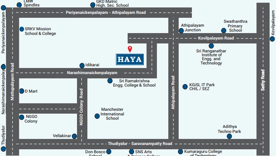 Location of Address Haya in Idikarai, Coimbatore - Image 395690