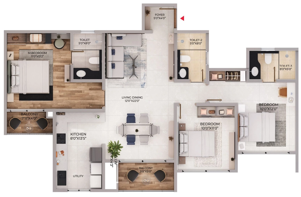 3 BHK Flat in Puravankara Northern Lights in Bagalur, Bangalore - Image 915164
