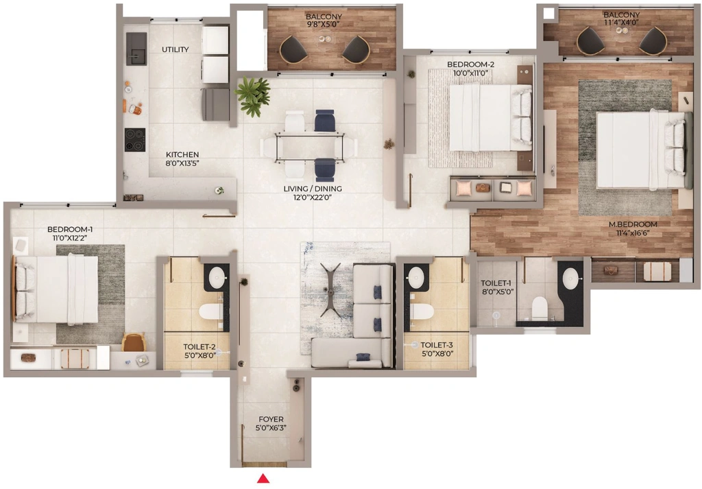 3 BHK Flat in Puravankara Northern Lights in Bagalur, Bangalore - Image 915165