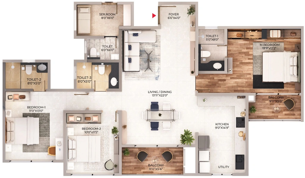 3 BHK Flat in Puravankara Northern Lights in Bagalur, Bangalore - Image 915166