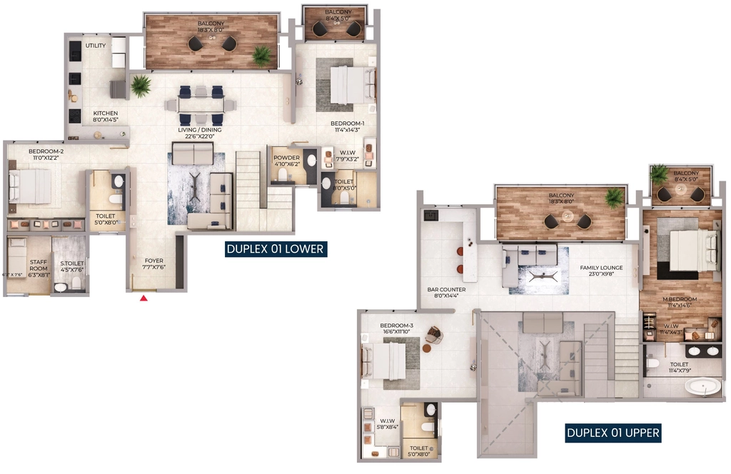 4 BHK Duplex in Puravankara Northern Lights in Bagalur, Bangalore - Image 915168