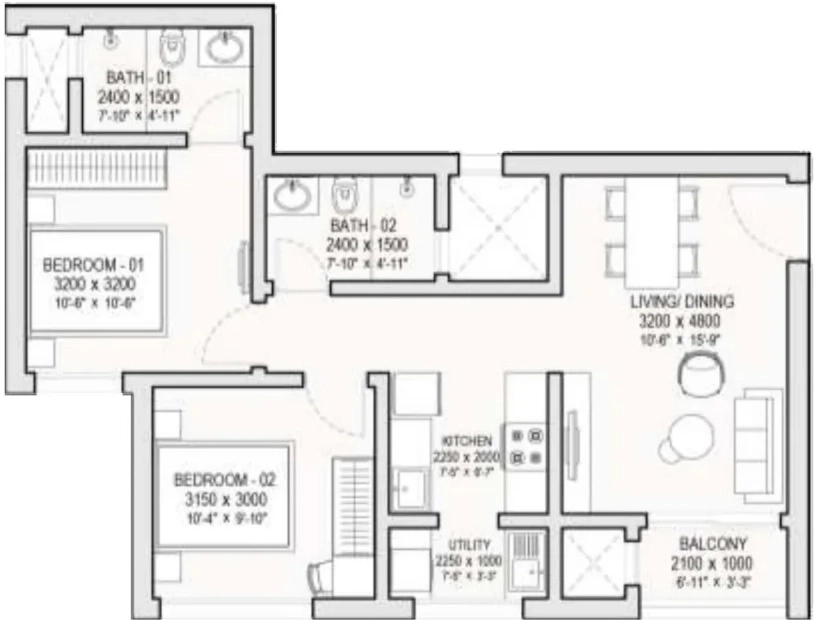 2 BHK Flat in Sobha Codename Trinity in Hoskote, Bangalore - Image 915822
