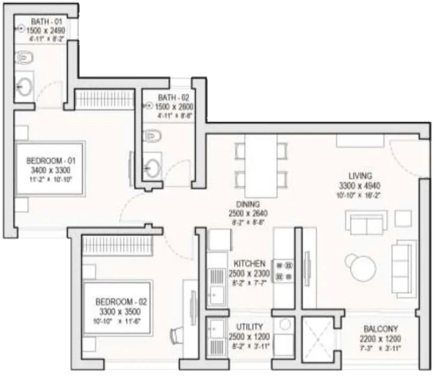 2 BHK Flat in Sobha Codename Trinity in Hoskote, Bangalore - Image 915823