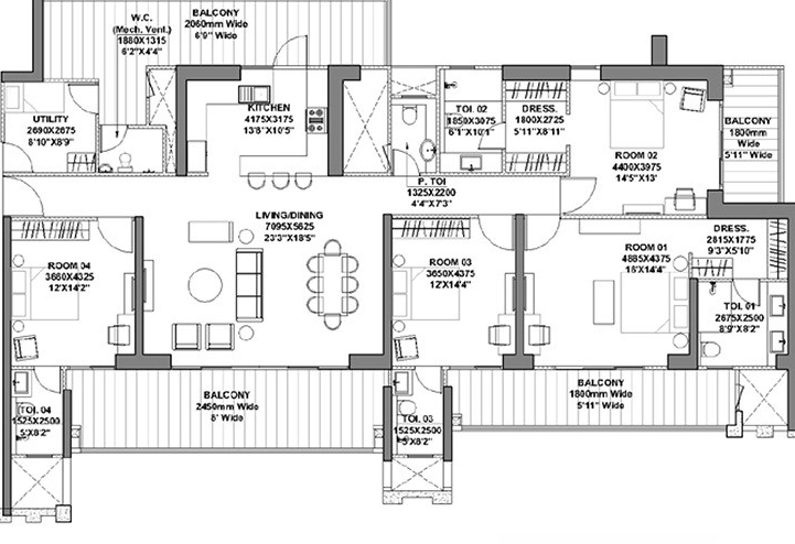 4 BHK Flat in DLF The Dahlias in Sector 54, Gurgaon - Image 924042