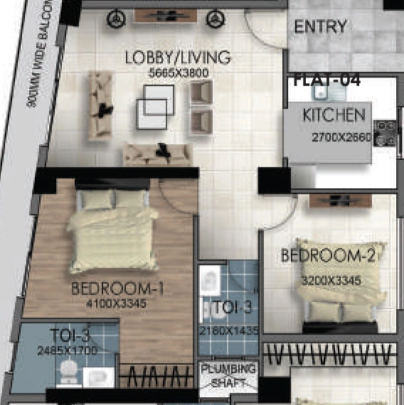 2 BHK Flat in Shivam South City Centre in Phulwari Sharif, Patna - Image 921342