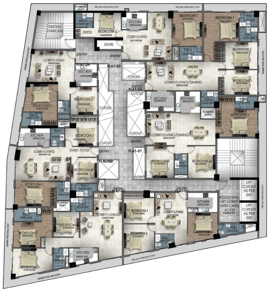 Floor Plan of Shivam South City Centre in Phulwari Sharif, Patna - Image 410380