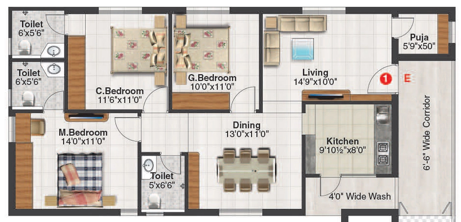 3 BHK Flat in Meridian Pride in Alwal, Hyderabad - Image 914928