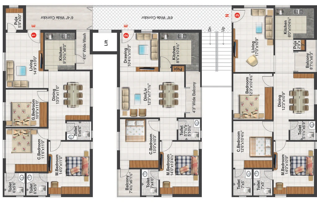 Floor Plan of Meridian Pride in Alwal, Hyderabad - Image 396055