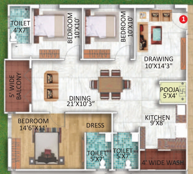 3 BHK Flat in Shivams Pride in Bolarum, Hyderabad - Image 914921