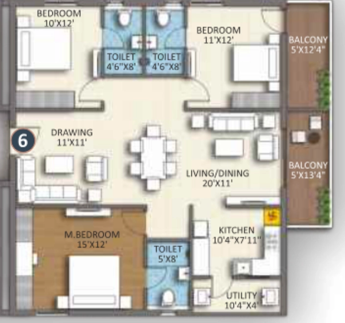 3 BHK Flat in Silpa Vaibhavi Vihanga in Tellapur, Hyderabad - Image 914913
