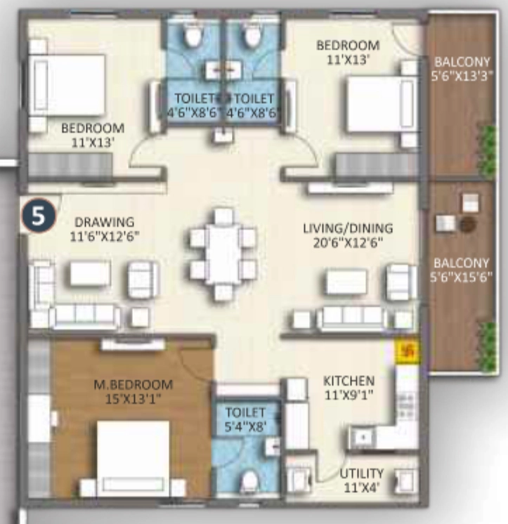 3 BHK Flat in Silpa Vaibhavi Vihanga in Tellapur, Hyderabad - Image 914914
