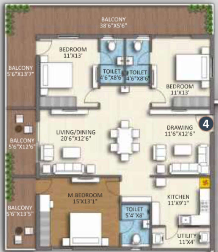 3 BHK Flat in Silpa Vaibhavi Vihanga in Tellapur, Hyderabad - Image 914916