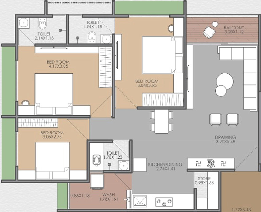 3 BHK Flat in Aaradhna Gold in Kathwada, Ahmedabad - Image 914926