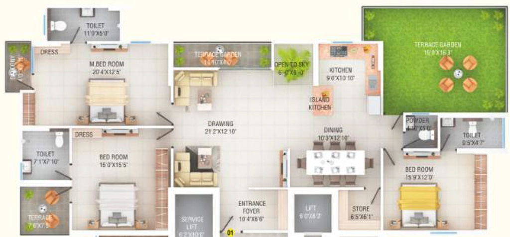 3 BHK Penthouse in Concicon Sarvodaya City in Khagaul Road, Patna - Image 921254