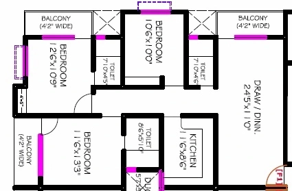 3 BHK Flat in Grih VIP Residency in Mahuabagh, Patna - Image 915721